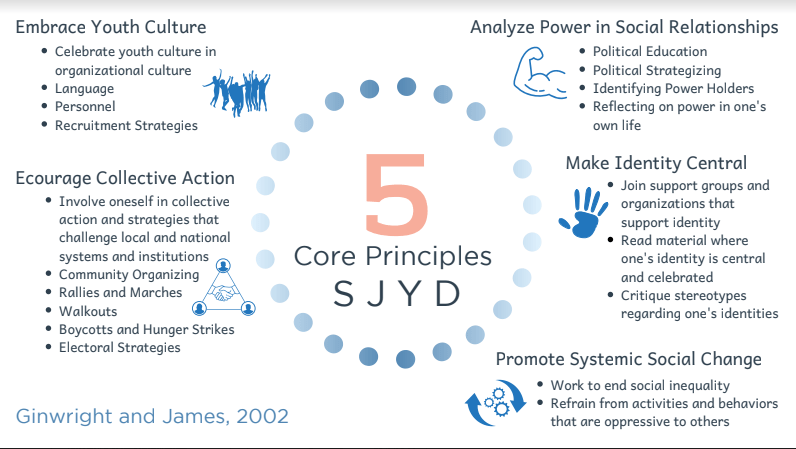 Diagram showing the Social Justice Youth Development model